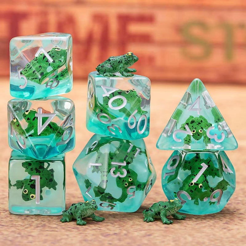 weyano DND Resin Frog Dice Set, Animal Polyhedral Dice for Dungeons and Dragons, RPG, MTG D&D 7-DIE (D4, D6, D8, D10, D12, D20, D%) for Ages 15 and Up - Image 2